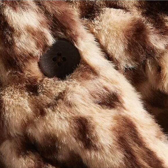 Leopard Faux Fur Coat with Hood - Picture 3 of 12